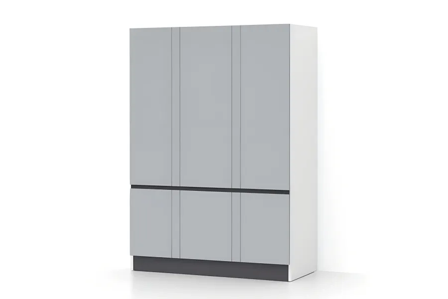 Шкаф Basic 1400, 16 мм, Корпус Белый Ясень / Фасад Серый
