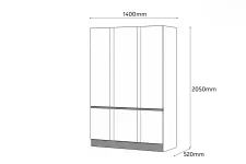 Шкаф Basic 1400, 16 мм, Корпус Белый / Фасад Кашемир
