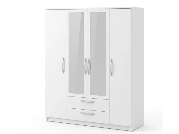 Шкаф Linia 1600 с зеркалами, Белый Ясень
