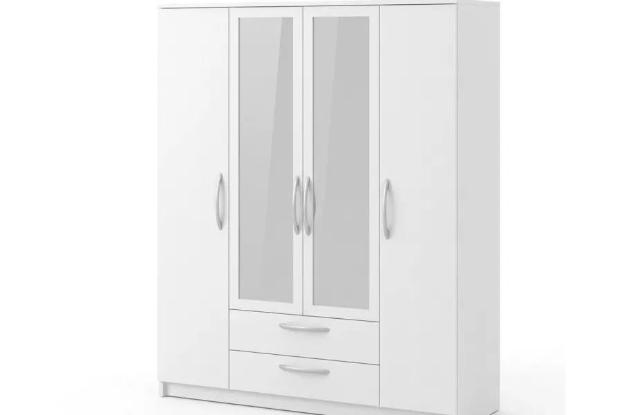 Шкаф Linia 1600 с зеркалами, Белый Ясень