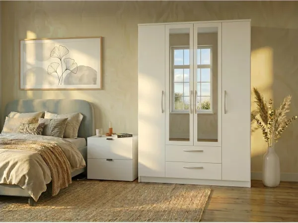 Шкаф Linia 1600 с зеркалами, Белый Ясень