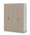 Шкаф HARDY 1800, 4 Двери, Корпус Белый / Фасад Глиняный Серый