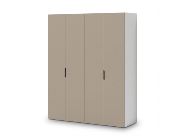 Dulap HARDY 1800, 4 Uși, Corp Alb / Fațadă Gri Argilă