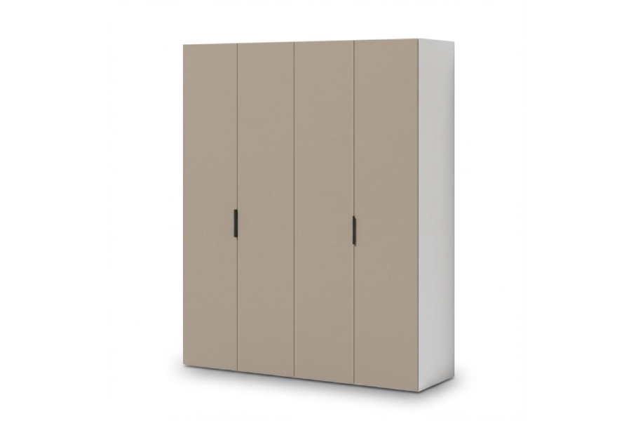 Шкаф HARDY 1800, 4 Двери, Корпус Белый / Фасад Глиняный Серый