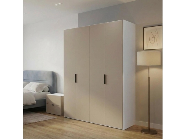 Dulap HARDY 1800, 4 Uși, Corp Alb / Fațadă Gri Argilă