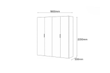 Шкаф HARDY 1800, 4 Двери, Корпус Белый / Фасад Глиняный Серый