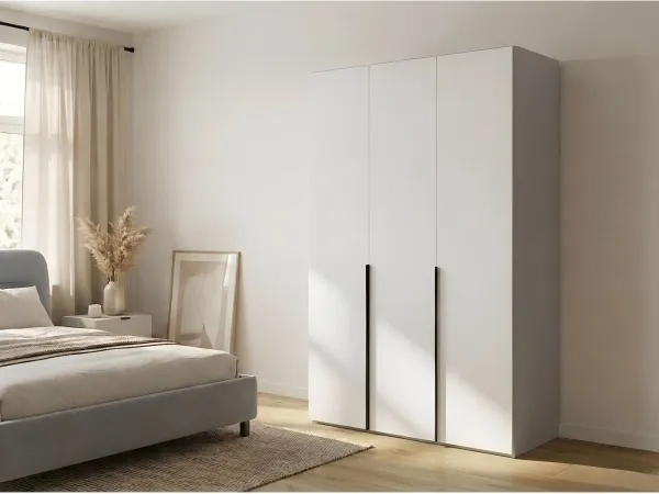 Dulap HARDY 1350, 3 Uși, Corp Alb / Fațadă Alb Mat