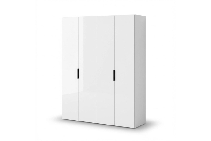 Шкаф HARDY 1800, 4 Двери, Корпус Белый / Фасад Белый Глянцевый