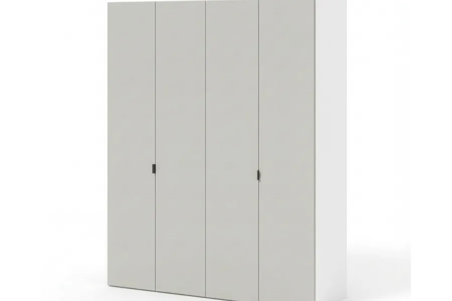 Шкаф HARDY 1800, 4 Двери, Корпус Белый / Фасад Светло-серый Матовый