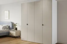 Шкаф HARDY 1800, 4 Двери, Корпус Белый / Фасад Светло-серый Матовый