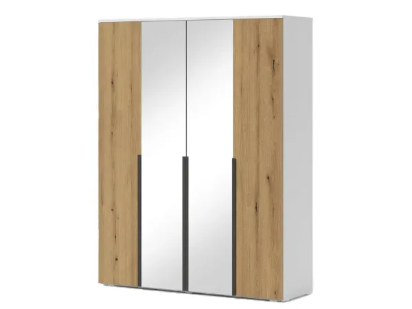 Шкаф Linia 1600 с зеркалами, Корпус Белый / Фасад Дуб Эвок
