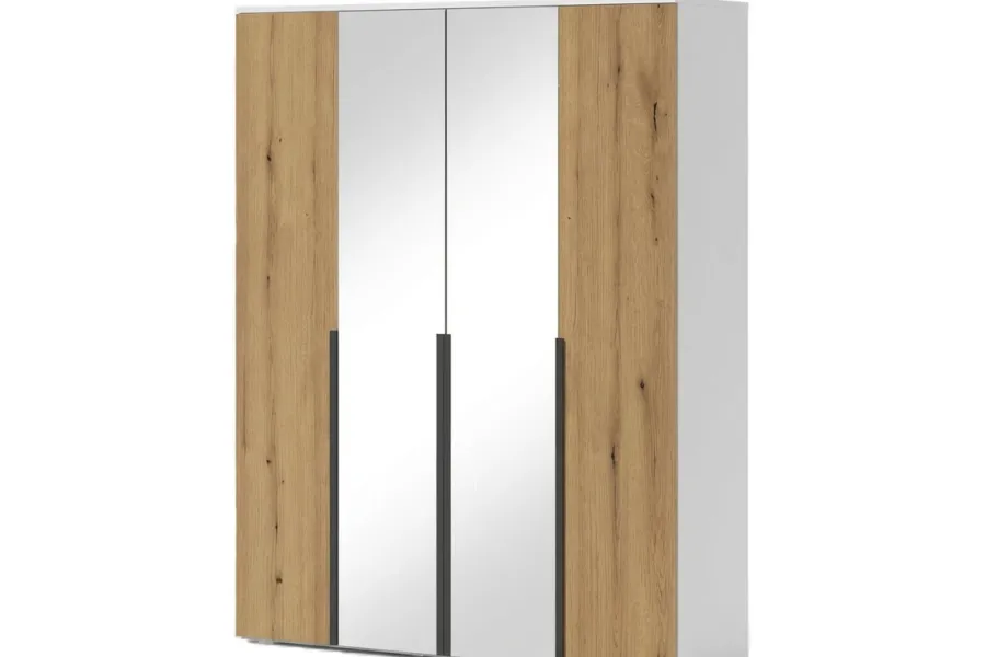 Шкаф Linia 1600 с зеркалами, Корпус Белый / Фасад Дуб Эвок