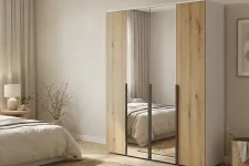 Шкаф Linia 1600 с зеркалами, Корпус Белый / Фасад Дуб Эвок