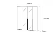 Шкаф Linia 1600 с зеркалами, Корпус Белый / Фасад Дуб Эвок