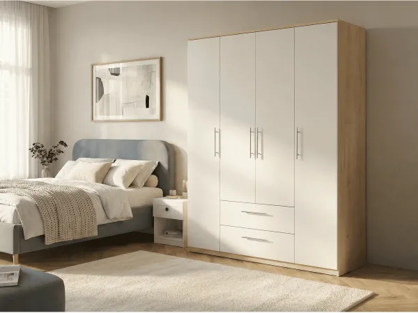 Шкаф Linia 1600, Корпус Клен, Фасад Белый Ясень