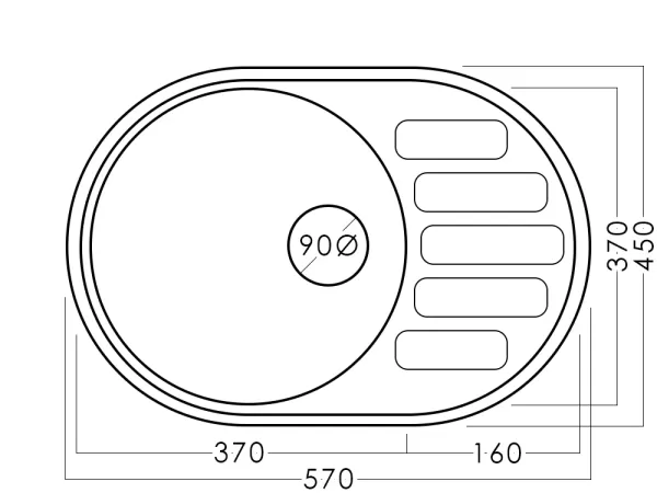 Chiuvetă inox 57 х 45 cm 0,6 mm EPL