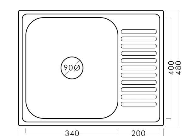 Chiuvetă inox 58 х 48 cm 0,8 mm EPL