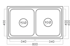 Chiuvetă inox 60 x 80 / 20 cm