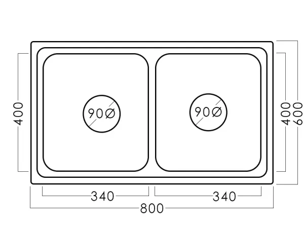 Chiuvetă inox 60 x 80 / 20 cm