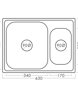 Chiuvetă inox 63 х 50 / 15 cm 0,8 EPL