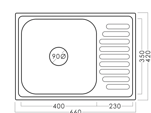 Chiuvetă inox 66 х 42 cm 0,8