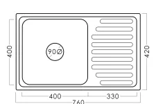 Chiuvetă inox 76 x 42 cm 0,8 EPL