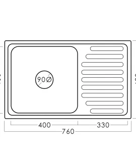 Chiuvetă inox 76 x 42 cm 0,6 EPL