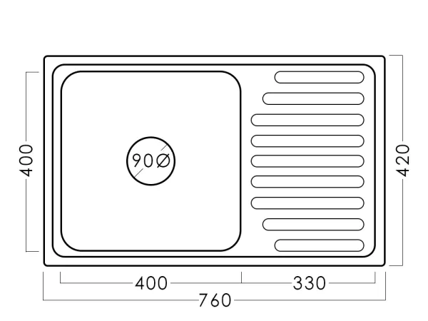 Chiuvetă inox 76 x 42 cm 0,6 EPL