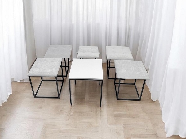 Set modern 6 în 1 – măsuță + 5 scăunele