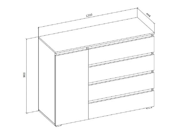 Comoda Grand 1200 (1D4S) Alb