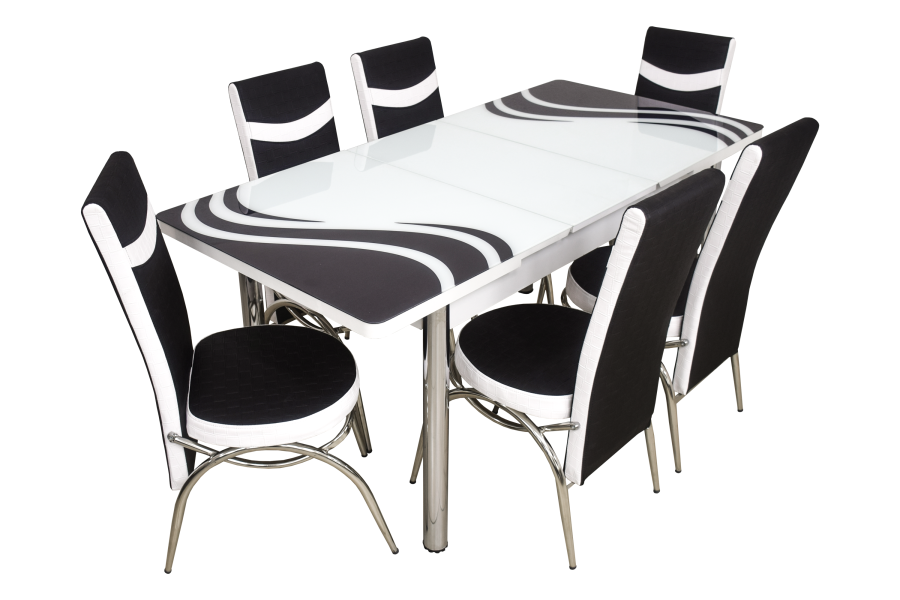 Set Kelebek ɪɪ 1159 + 6 scaune merchan negru cu alb