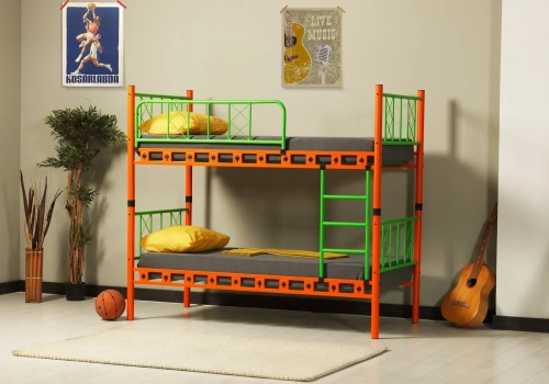 Pat cu două nivele Carme, portocaliu cu verde