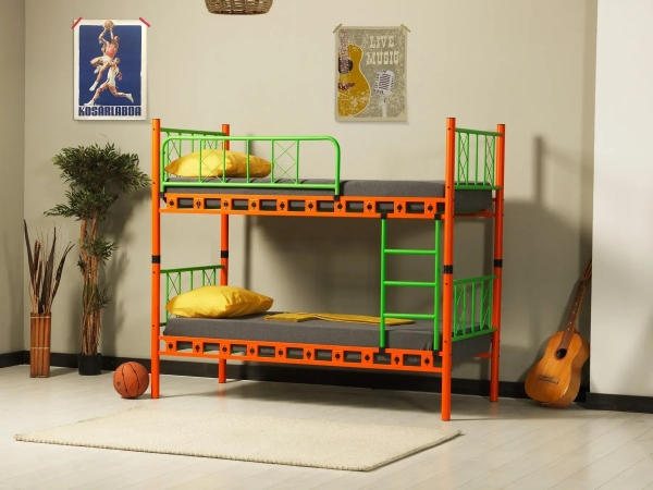 Pat cu două nivele Carme, portocaliu cu verde