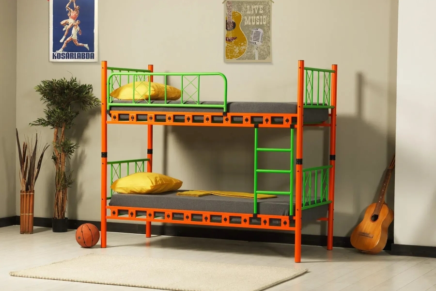 Pat cu două nivele Carme, portocaliu cu verde