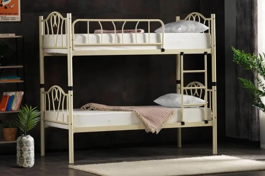 Pat cu două nivele Orkide, crem