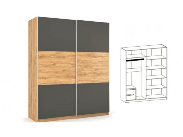 Dulap-cupe KANTRI - Stejar Artizan / Grafit