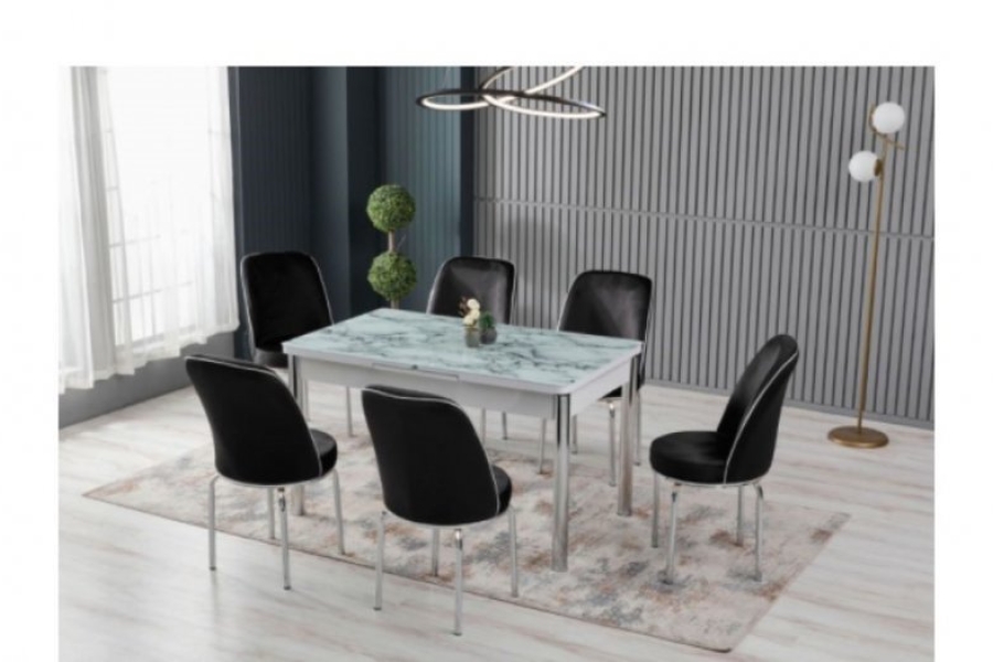 Set Masă cu 6 Scaune ALTIN SILVER