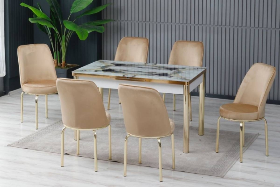 Set Masă cu 6 Scaune ALTIN GOLD