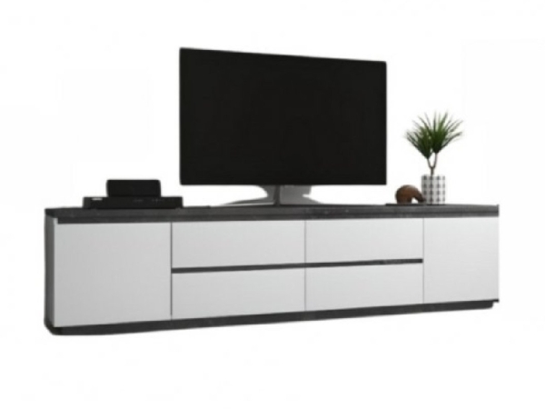 Comodă TV MIA – Beton Închis / Alb