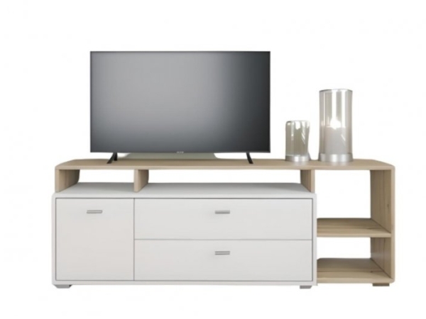 Comodă TV SOLO, Stejar Kraft Auriu / Alb Lucios