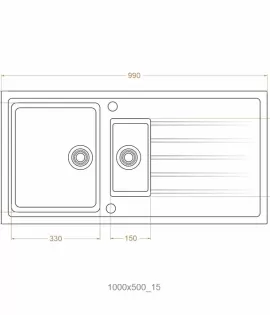 Chiuvetă 1000 х 500 / 15 mm