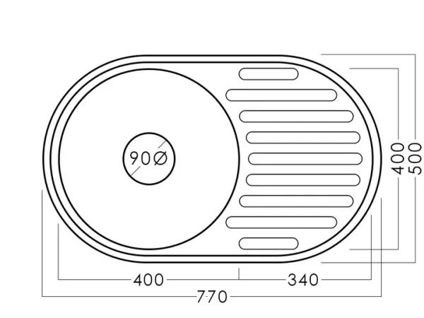 Chiuvetă inox 77 х 50