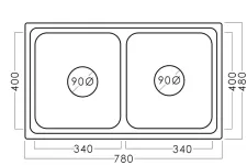 Chiuvetă inox 78 х 48 / 20 cm