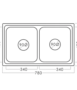 Chiuvetă inox 78 х 48 / 20 cm