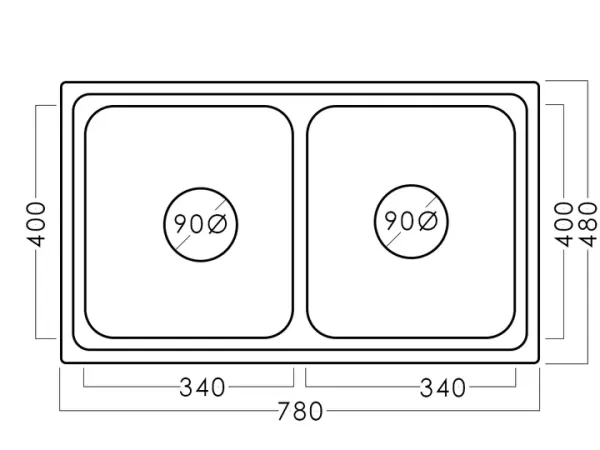 Chiuvetă inox 78 х 48 / 20 cm