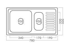 Chiuvetă inox 78 х 50 / 15 cm