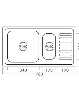 Chiuvetă inox 78 х 50 / 15 cm