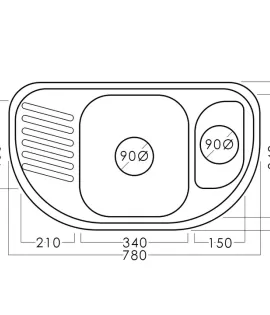 Chiuvetă inox 78 х 51 / 15 cm