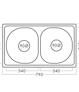 Chiuvetă inox 79 х 44 / 20 cm