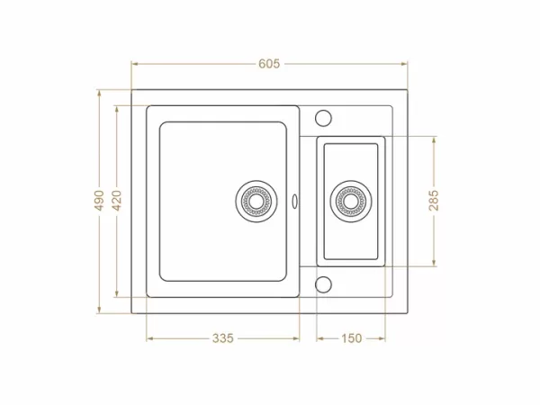 Chiuvetă 615 х 500 / 15 mm